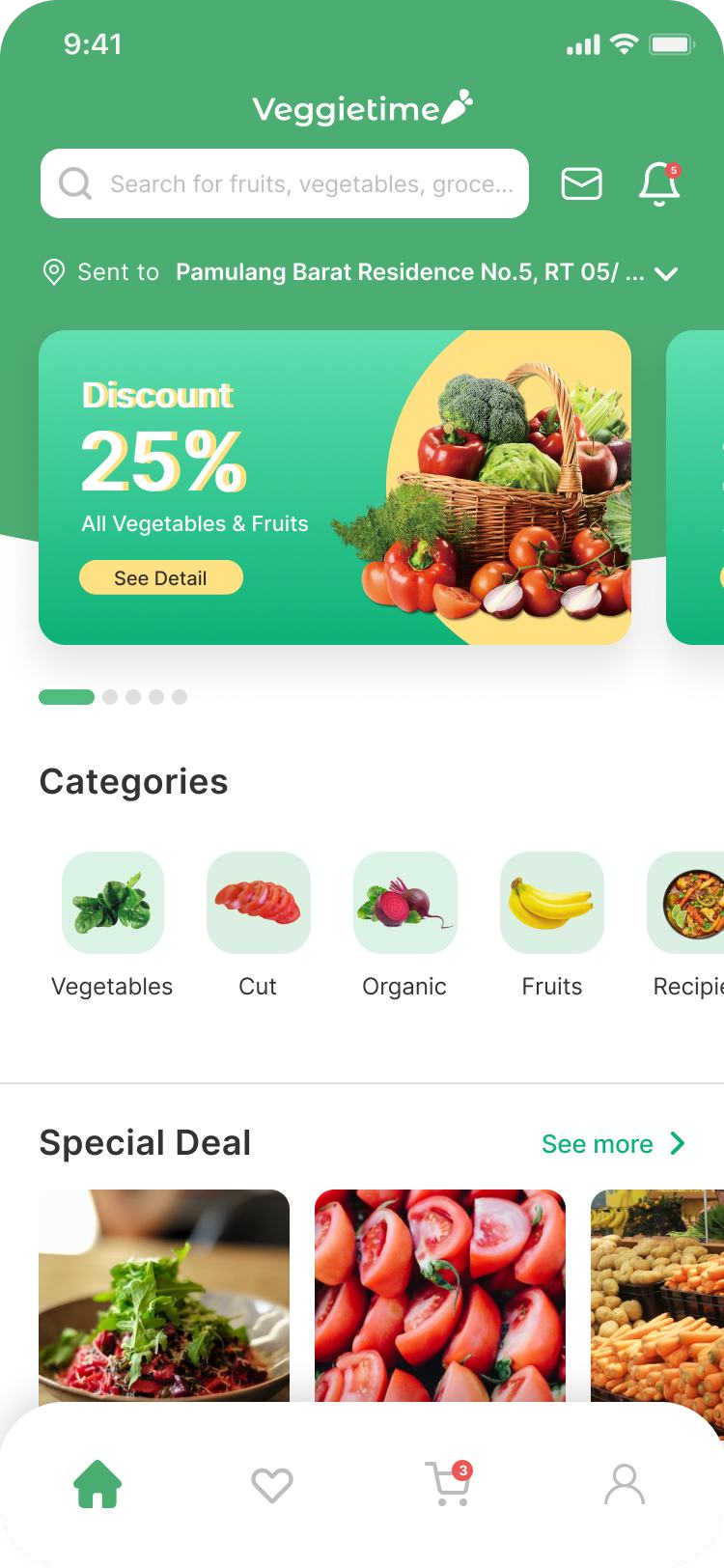 Veggietime main screen